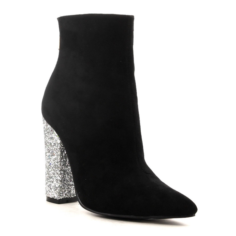 Cape Robbin Beautiful Suede Glitter Heel Bootie
